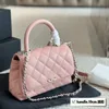 Stylowa damska torba na ramię 19 cm skórzana skórzana kontrola srebrna metalowa klamra Top luksusowa torebka Matelasse łańcuch crossbody worka makijaż sacoche portfel