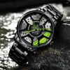 Montres-bracelets mode voiture roue montre hommes militaires sport montres en acier inoxydable bande Quartz Zegarek Damski Reloj Hombre