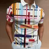 Polo da uomo Polo con cerniera stampata colorata Linee Abbigliamento uomo Estate Casual Maniche corte Allentate oversize e camicette Top