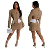 Work Dresses Vbqbsql Women's Fashion Sexy Contrast Color Long Sleeve Midriff Outfit Top Short Skirt Two Piece Sets Women Outifits