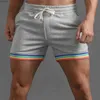 Mäns shorts polyester shorts män sommar fast färg regnbåge byxor ficka drstring lös casual sport som kör glitter skumstjärna 240226