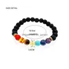 Braccialetti con perline rotonde di roccia lavica da 8 mm con perline per donna Uomo Braccialetti con perline di guarigione 7 chakra Pietra naturale Elastico Yoga Buddha Reggiseno Dhgarden Dhnxu