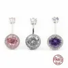 Catene Zircone Piercing all'ombelico Anello in argento sterling 925 per ombelico Anello per piercing all'ombelico in cristallo rosa Bar Squisito regalo di gioielli estivi