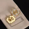 Luxury Designer Square Stud Earrings Women's Pearl Diamond Crystal Earrings Gift Jewelry Gold Silver Optional