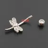 Łańcuchy biżuterii Prawdziwa 925 Srebrny srebrny Whole S925 Belly Button Pierścień No alergiczny owad Dragonfly Women 6 8 10 mm Pin Grzywny biżuteria