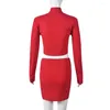Work Dresses Women Love Shape Water Diamond Hollow Out Dress Sets Two Piece Sexy Long Sleeves Crop Top Mini Skirt Suits Party