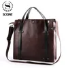 Scione Herren Aktentasche Crazy Horse PU Leder Handtasche Business Büro Aktentasche Vintage Messenger Bags Casual Arbeit Tote1246Z