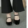 Scarpe eleganti 2024 per le donne Mary Janes Tacchi alti da donna Sandali classici Punta quadrata Cinturino con fibbia Tacco da donna