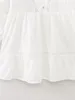 Robes décontractées Zvaqs 2024 Femmes Blanc Broderie Coton Robe V Col Lanterne À Manches Longues Dames Mini 6H304