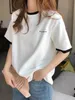 Japanese authentic summer champion contrasting short sleeved T-shirt for womens youth fashionable and loose fitting pure cotton trendy and minimalist base shirt