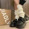 Vrouwen Sokken Japanse JK Lolita Beenwarmers Lange Wol Gebreide Voet Cover Herfst Winter Gehaakte Hoop Boot Manchetten Kousen