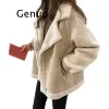 Blends Women Winter Overized Teddy Kurtka Chic Faux Suede Fur Freat Coats Aviator Motocykl Juciki Kobietowe wełniane płaszcz wełniany