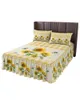 Sängkjol Solros akvarell Flower Bee Plaid Elastic Montered Bed Steread With Pudowcases Madrass Cover Bedding Set Sheet