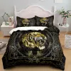 Uppsättningar Leopard Luxury Gold 3D Däcke Cover Twin Bedding Set King Bed Comporter Set Däcke Cover 2 People Home Decor Dropship