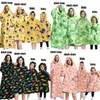 Family Matching Outfits Extra Long Hoodies Winter Sherpa TV Blanket Plush Fleece Family Matching Outfits Sweatshirts Avocado Dinosaur Homewear Oversized