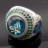 Klusterringar vintage islam profet muhammad blå kristallring punk saudiska stjärna turkiska ottoman cz uttalande för män boho muslimska smycken