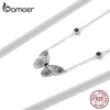 Pendentifs Bamoer Argent Vintage Dark Gem Big Butterfly Collier pour femmes 925 Sterling Bijoux Ball Party Halloween Cadeau Ras du cou