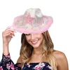 Berretti a tesa larga rosa cappello femminile cowgirl addio al nubilato copricapo moda