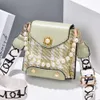 Mini besetzt Dekor Crossbody Bag Damen Plaid Muster Crossbody Body Faux Pearl Griff Klappe Geldbeutel