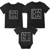 Tenues assorties pour la famille, mignonne Dada Mama, mini chemise, chemise assortie pour la famille, chemise Big Sis et Bro, chemise assortie personnalisée pour la famille, vêtements noirs à manches courtes