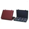 Jewelry Pouches Red PU Leather Concealed Button Ring Pendant Display Tray Built-in 20 Cells Card Slot For Women Fashion Accessories