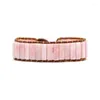 Bracelets de charme 4Unik fait à la main naturel Rose Quartz pierre en cuir Wrap Bracelet opale Tube perles petite amie cadeaux 4UN-B116