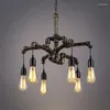 Chandeliers Industrial Wind American Retro Chandelier Personal Restaurant Light 4 Heads 6 LED E27 Edison Bulb