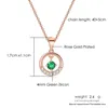 Necklace Earrings Set For Women Retro Hollow Micro-inlaid Green Zircon Rose Gold Color Bride Jewellry S525
