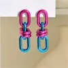 Vintage Acrylic Geometric Chain Long Drop Earrings for Women 2024 Punk Metallic Green Dangle Earring Trendy y2k Jewelry