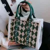 Designer bag fashionable handbag women's tote bag versatile crossbody capacity casual square canvas shopping bag large capacity floral diamond grid car stitching