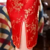 Mini Cheongsam Arrivée Vintage style chinois Femmes Satin Qipao Printemps Sexy Robe de soirée Mujer Robes S6XL 240220