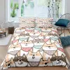 Sets Shiba Inu Bettdecke Cover süße Shiba Inu Bettwäsche Set Hund Loves Bettwäsche Set Mikrofaser Cartoon Tiermuster Königin King Quilt Cover