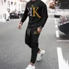 Tracksuits masculinos agasalho para menino homem moda 2 peças conjunto vintage verão streetwear luxo manga longa terno gelo seda designer roupas