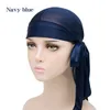 Berets unisex durags bandanas turban hat Wigshair Akcesoria Mężczyźni Satynowe motocyklowy pałki na głowę Włosy Extra długi ogon