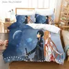 Conjuntos de ropa de cama Japón Anime Sword Art Online 3D Set Niños Personaje Impreso Funda nórdica Ropa de cama Twin Full Queen King 02