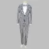 Suits Men Clothes Striped Blazers Pants Bow Tie 3pcs/Set Male Singer Suit Clown Costume Magic Stage Show Plaid Wedding Dresses For Men