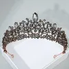 Naszyjne kolczyki Zestaw barokowy barokowy czarny fioletowy kryształowy ślubny gotycki dhinestone tiaras biżuteria przyjęcia