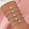 Diezi Vintage Multilayer Gold Color Bracelets for Women Simple Fashion Crystal Rhinestone Bracelet مجموعات المجوهرات YQ240226