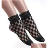 Chaussettes Bonneterie Dentelle Résille Cheville Élastique Robe Haute Creux Out Mesh Net Collants Femmes Été Sexy Portant Noir Drop Livraison Appar Dhcqk