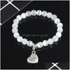 Perlé 8mm Opale Oeil De Tigre Agate Perles Pierre Naturelle Bracelet Perlé Pour Les Femmes Coeur Alliage Maman Charme Élastique Bijoux De Mode Dhgarden Dhfrg