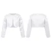 Kvinnorjackor Kids Girls Formal Party Satin Bolero Coat Jacket Utsökta Rhinestone Applique Långärmad Cardigan Wedding Dress Cape Approug