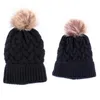 Boinas mãe bebê filha/filho inverno quente malha chapéu família crochê pele gorro boné de esqui chapéus bonnets streetwear