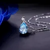 Kettingen Aquamarijn edelstenen diamanten hanger kettingen voor vrouwen drop blauw kristal wit goud zilver kleur choker sieraden geschenken bijoux