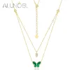 Halsband Allnoel Natural Malachite 925 Sterling Silver Necklace For Wonmen 50cm Chain Futterfly Animiling Presents Fina smycken