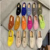 2024 New designer LP casual shoes Men Loro Suede Loafers Fashion Dress Shoe Charms Embellished Walk Suede Sneakers Mens Leather Loafer with box 35-46 UK