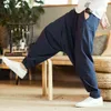 Chinese Style New Men's Loose Cotton Hemp Hip Hop Big Crotch Trouser Large Size Fashion Casual Feet Pants