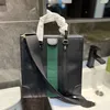 Grande Ophidia Bolsas Tote Bag Couro Genuíno Vermelho Verde Fita Moda Letras Removíveis Alça de Ombro Larga Mulheres Crossbody Bag2142