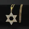 Hänge halsband religiösa menorah och stjärna av David judisk halsband rostfritt stål 3 5mmcuban kedja hiphop bling juvelery för M2920