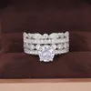 Elegante originele trouwringen vintage sieraden 925 sterling zilver ronde geslepen witte topaas CZ diamant partij drop schip belofte vrouwen bruidsring cadeau