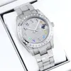 Luxury men's watch, automatic, stainless steel case, diamond-encrusted dial, automatic, diamond-encrusted folding buckle